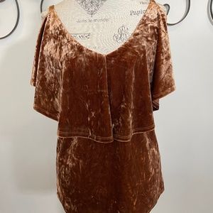 Crushed Velour Cold Shoulder Top